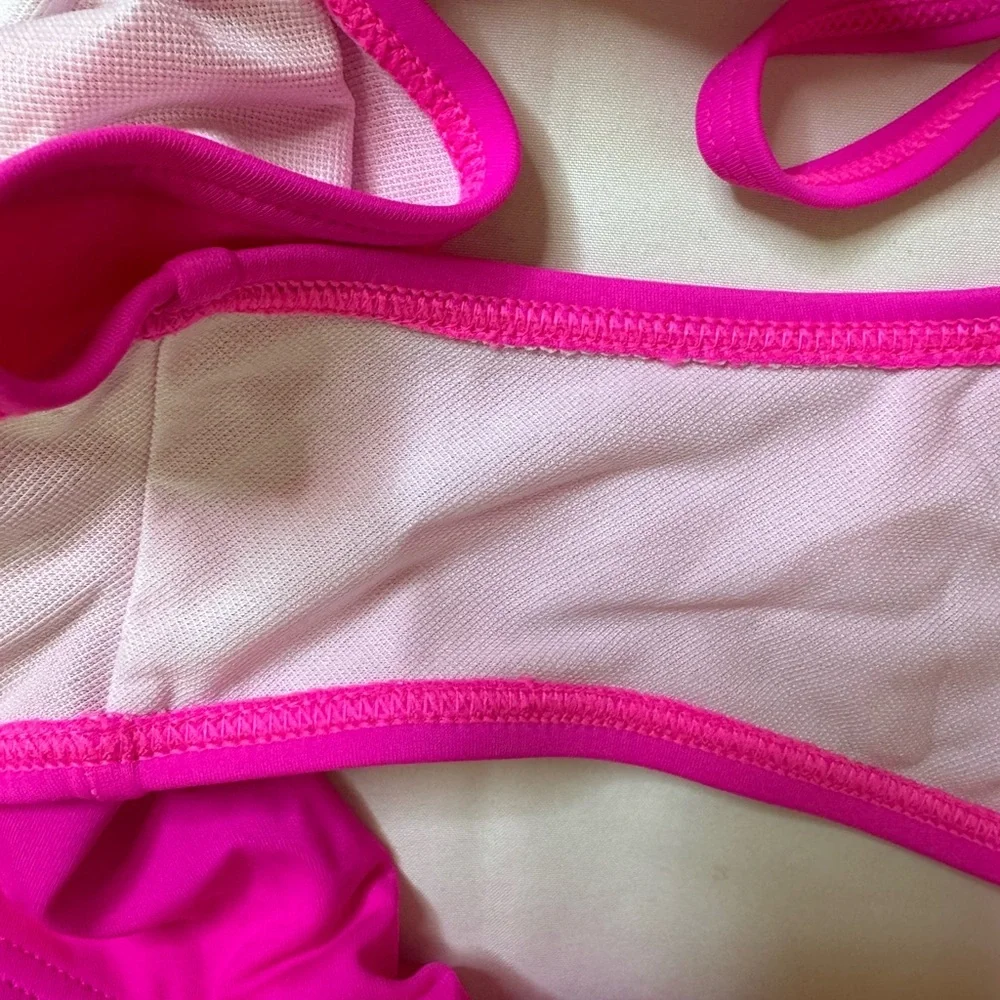 NWOT Vibrant‎ Pink Halter Bikini with Adjustable Side-Tie Bottoms